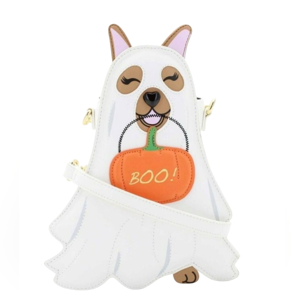 Betsey Johnson Halloween Kitsch XOSPOOKY Glow In the dark Ghost Dog Crossbody